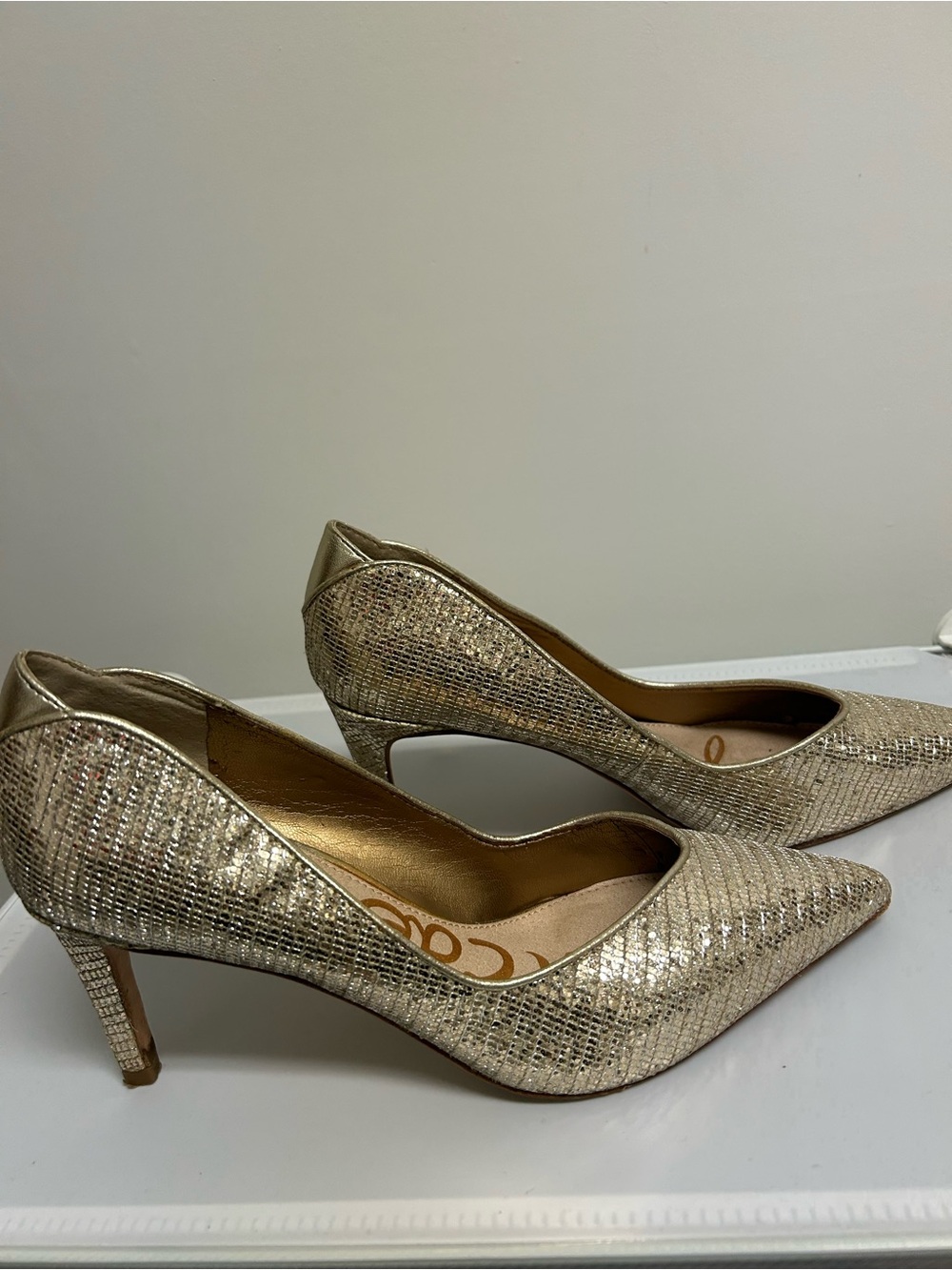 Sam Edelman Metallic Gold Pointed-Toe Pumps